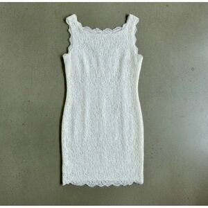 Adrianna Papell Lace Bateau Neck Sleeveless Mini Dress Cream size 8